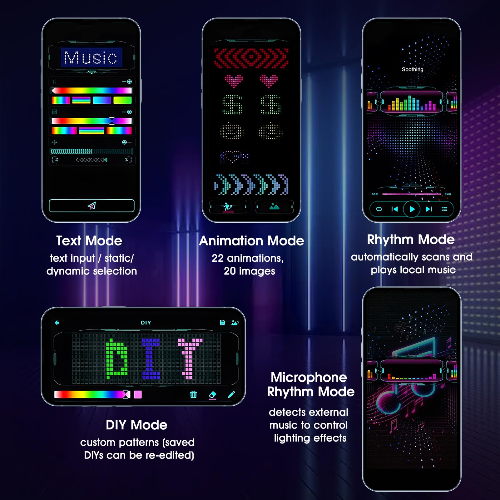 Gugxiom Divertidas gafas LED, gafas de fiesta LED, control de aplicaciones, imagen DIY, decoración luminosa recargable por USB, gafas luminosas únicas para danza de barba, fiesta de Halloween