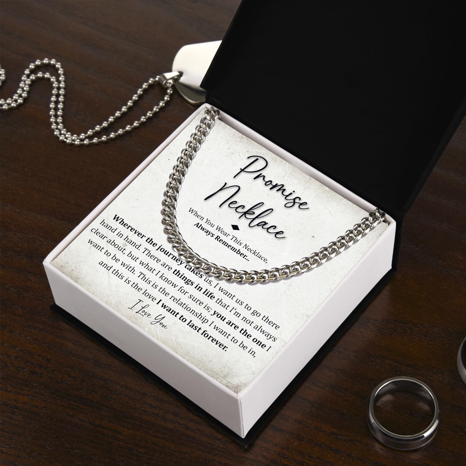 Promise Necklace For Him, Promise Necklaces Gift For Boyfriend, Birthday Valentines Jewelry Gifts For Man, Husband Cuban Chain Necklace From Wife, Anniversary Necklaces For Boyfriend - Image 4