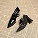 Spring 2025 New Pointed Toe Pumps High Heels Elegant Simple Fashion Women Shoes Black Lace Up Brogue British High Heel Chunky Heel Pumps Shoes 7912-1 (Black, Adult, Women's, 7, Digital, US Shoe System, Medium(Medium))