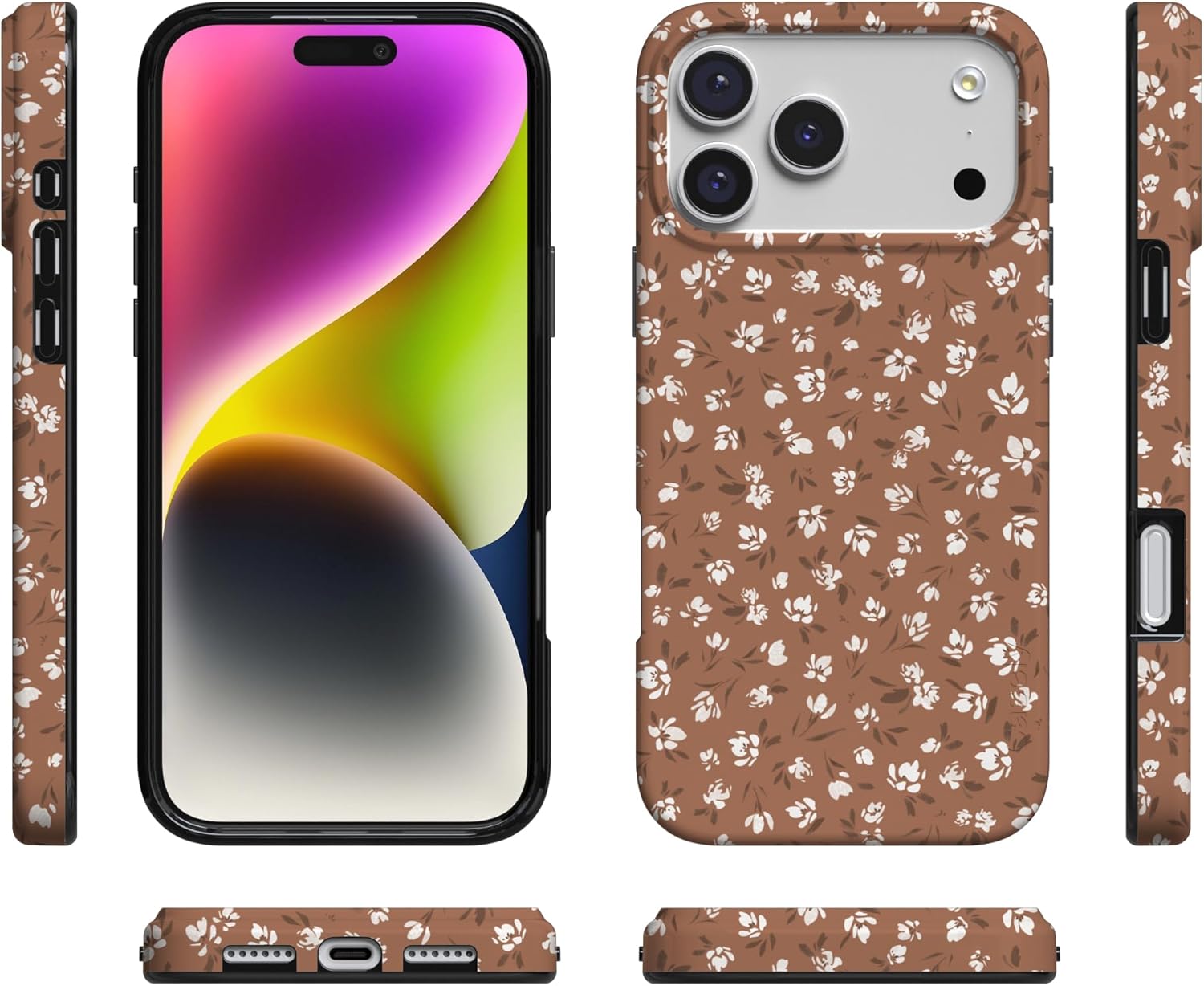 Casely iPhone 17 Pro Max Case | Mocha Meadow | Tiny Flowers | Compatible with MagSafe | Classic Ultra Slim Design