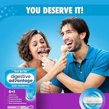 Digestive Advantage Probiotics for Digestive Health, Daily Probiotics for Women & Men, Supports Gut Health, Occasional Bloating & Diarrhea, Minor Abdominal Discomfort, Immune Support, 80ct Capsules