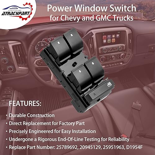 Miniatura 2 de Interruptor de ventana eléctrica para el lado del conductor y del pasajero, cerradura de puerta y control de espejo, compatible con Chevy Silverado