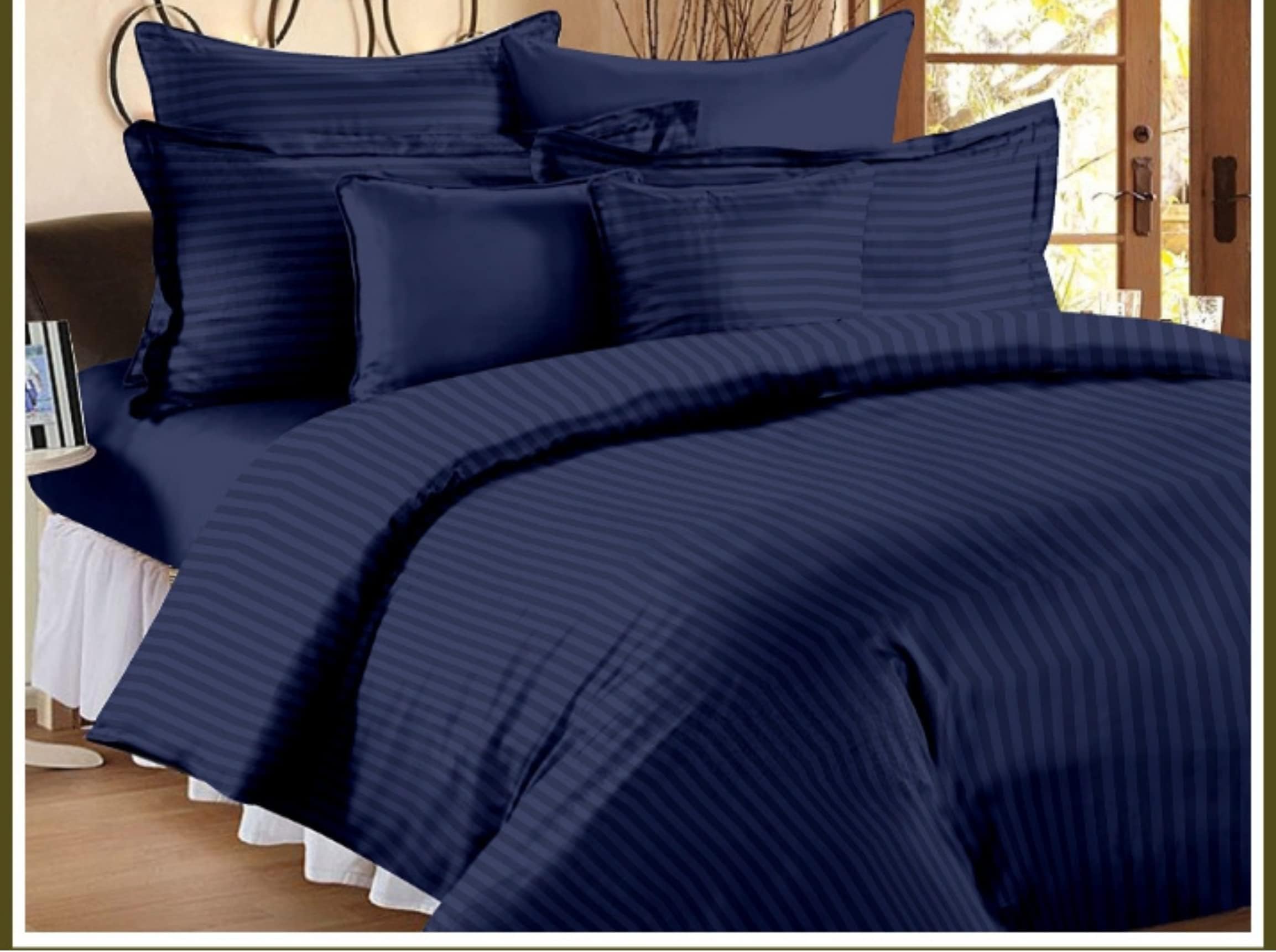 RUKH 6 Pieces Duvet Cover Set with trendy Blue pattern– King Size Bed Quilt Cover Set with 1 Bedsheet, 4 Pillow Cover, 1 Quilt Cover – Luxury Cotton Bedding Set (sky)