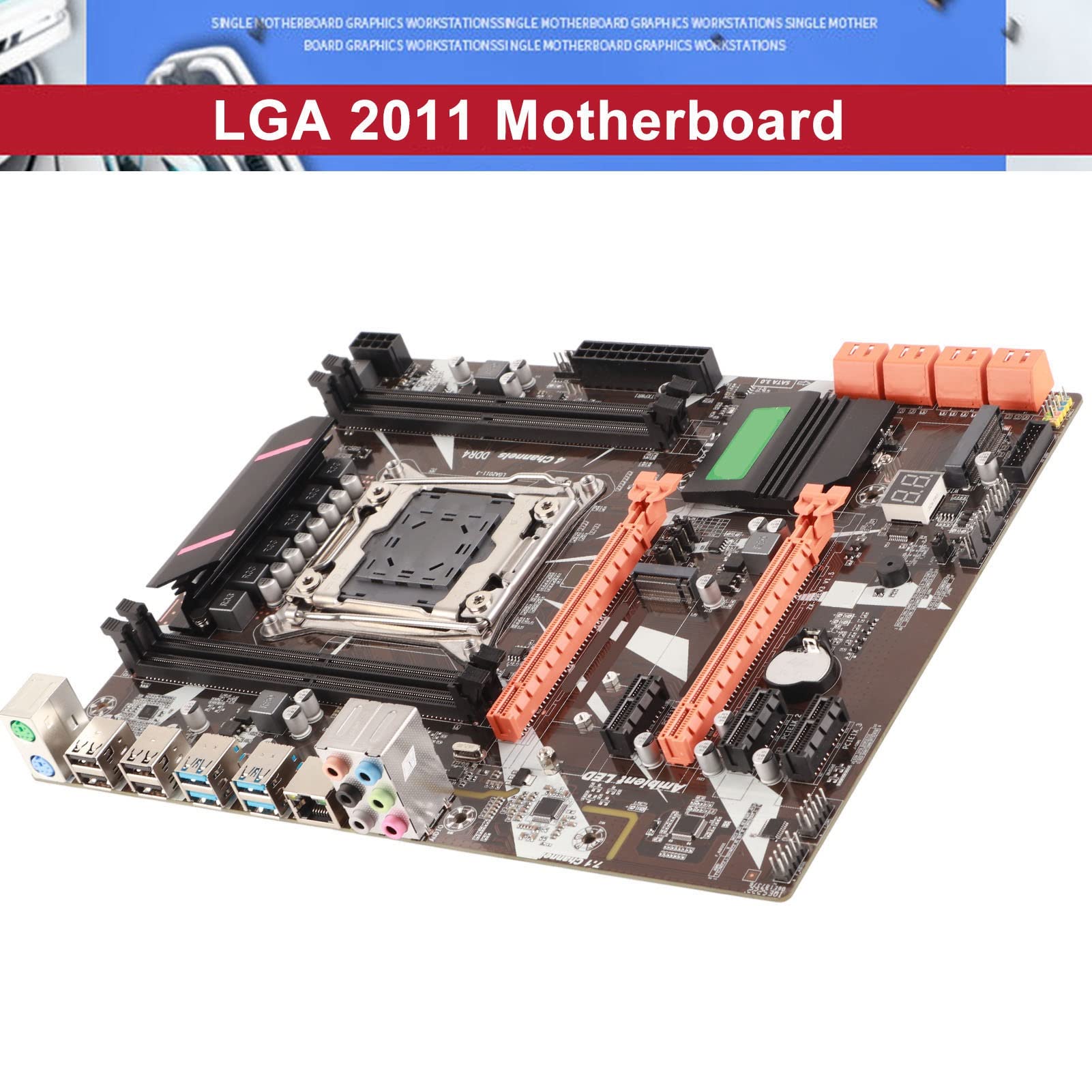 ciciglow Placa Base DDR4, Placa Base de Computadora LGA 2011 3 CPU Máximo 128G, Chip de Audio de 6 Canales, para E5 V3/V4, para Serie I7 58xx/68xx, Tarjeta de Red Inalámbrica