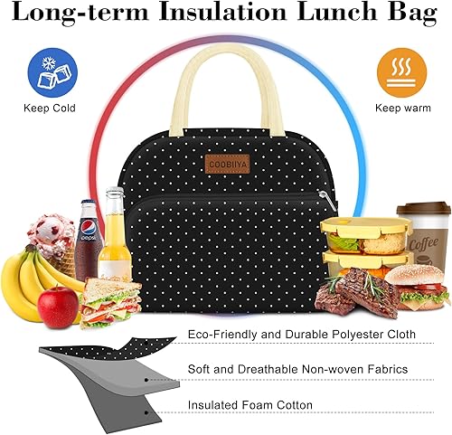 Miniatura 8 de Coobiiya Lonchera térmica para mujeres, adultos, hombres, reutilizable, pequeña, a prueba de fugas, lindo contenedor de almuerzo para el trabajo,