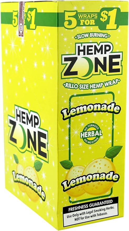 HEMP ZONE WRAPS LEMONADE  5/$1.00 15/5pk