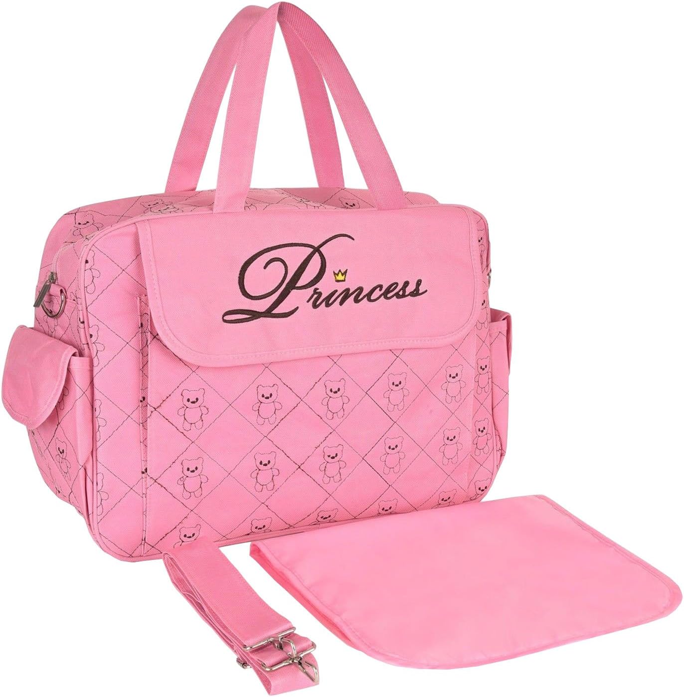 Paonies Mummy Handbag Baby Diaper Nappy Tote Nursery Changing Bag for Holiday Hospital (Pink)