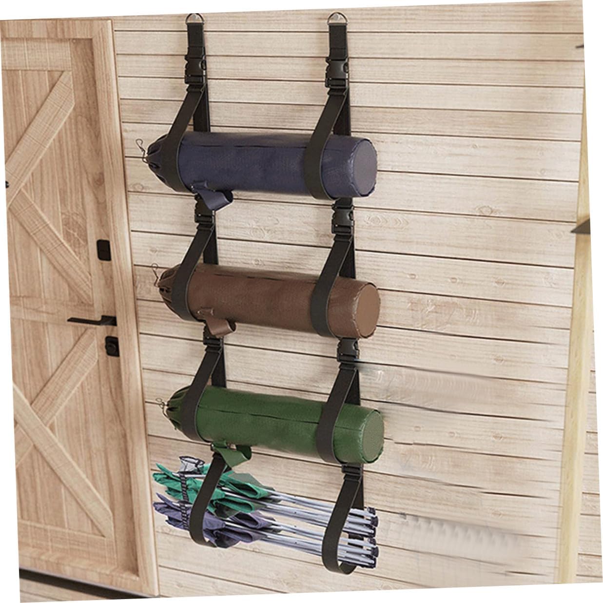 2pcs Wall Mounted Storage Straps with Buckles for Garage Organizer, Multi-use Hanging Belt for Folding Chairs and Tools, Sturdy Wall Storage Strap for Home and Outdoor Use