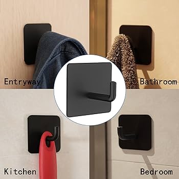 4 Pack Rustproof Self Adhesive Hooks, Stainless Steel Wall Hooks, 3M