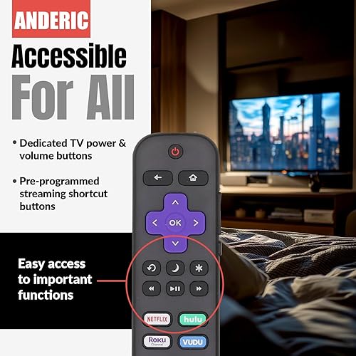 Miniatura 2 de OEM Original para ONN Roku TV Control remoto con Netflix Disney Hulu Vudu - RCAFIR RCALIR - No requiere programación