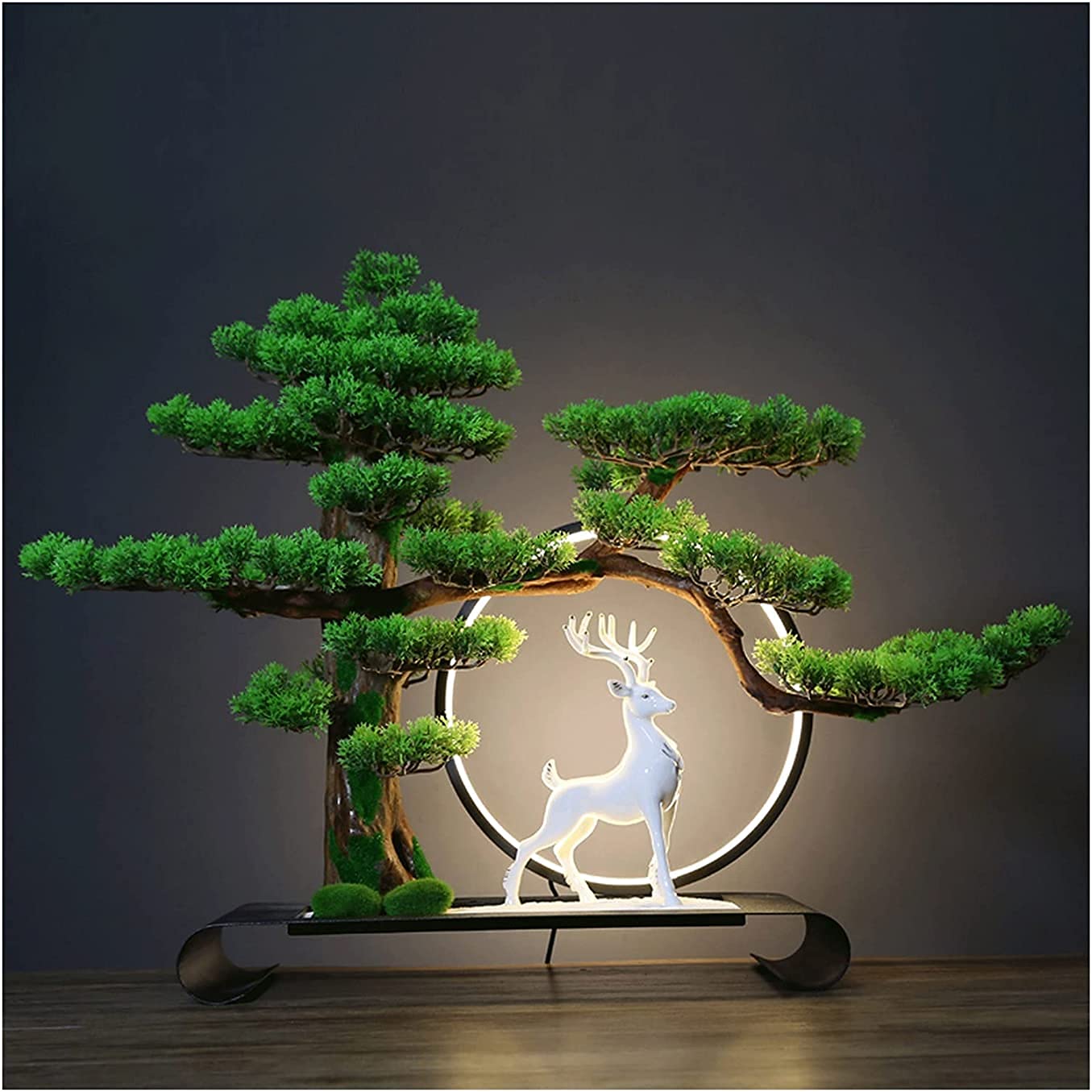 CAFIEDR 21-Inch Potted Artificial Houseplants, Beautiful Luminous Pine Bonsai Plants, Used To Decorate The Tabletop Display.