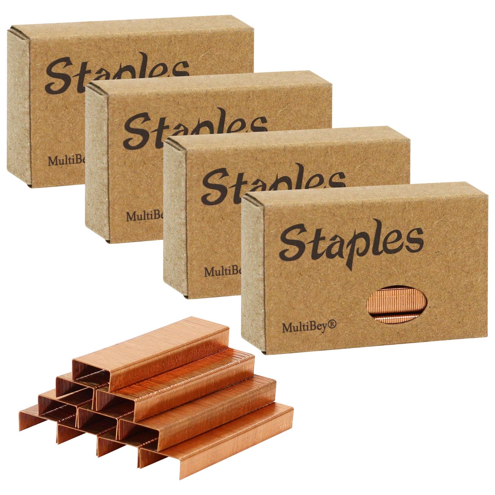 MultiBey Rose Gold Staples 26/6mm Stapler Refill #12, 4 Boxes per Pack (4000 Staples)