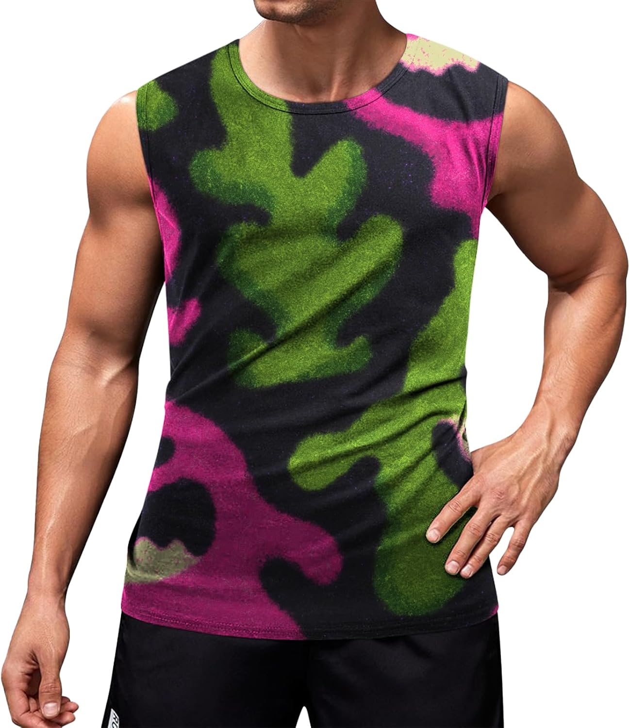 Mens Gym Tank Tops Quick Dry Breathable Crewneck Tank Tops Workout for Men Yoga Casual Sleeveless Crewneck Shirt