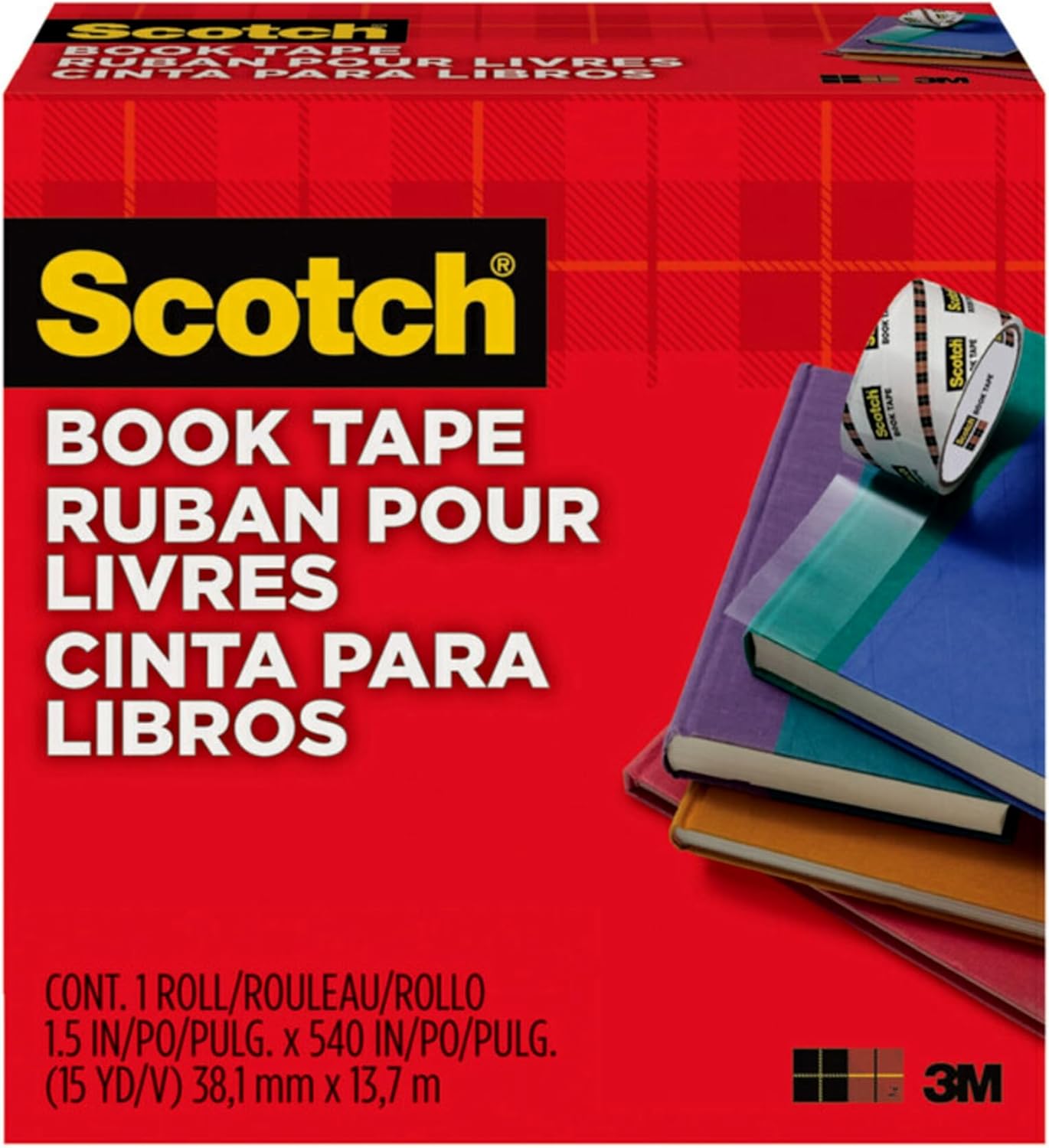 Scotch Book Tape, 1.5 in x 540 in, 1 Roll/Pack, Excellent for Repairing, Reinforcing Protecting, and Covering (845-150) Scotch Book Tape, 1.5 in x 540 in, 1 Roll/Pack, Excellent for Repairing, Reinforcing Protecting, and Covering (845-150)