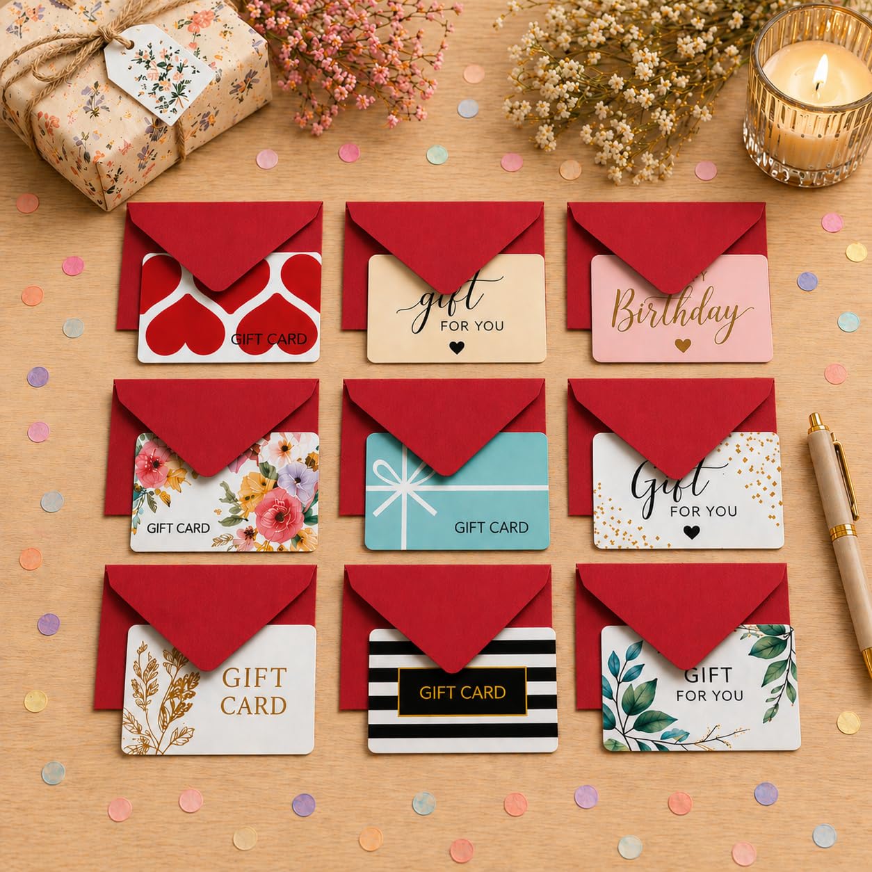 60 sobres pequeños para tarjeta de regalo, tarjeta de visita de 10 x 7 cm