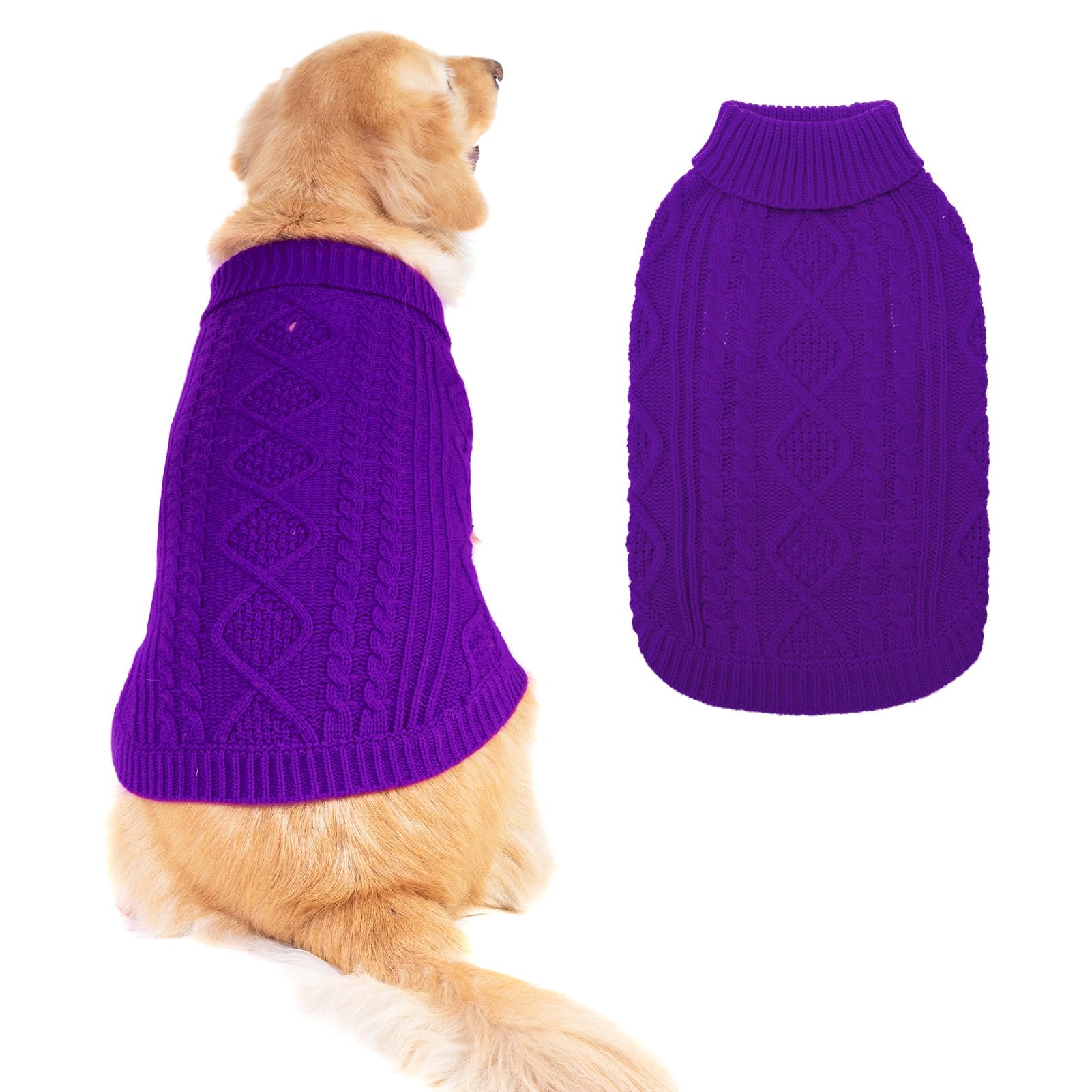 BINGPET Dog Sweater for Medium Dogs, Turtleneck Knitted Clothes