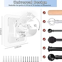 Vista 2 de Codoule 2 piezas Soportes de barra de cortina sin taladro, sin perforación, soportes de barra de cortina autoadhesivos, ganchos para barra