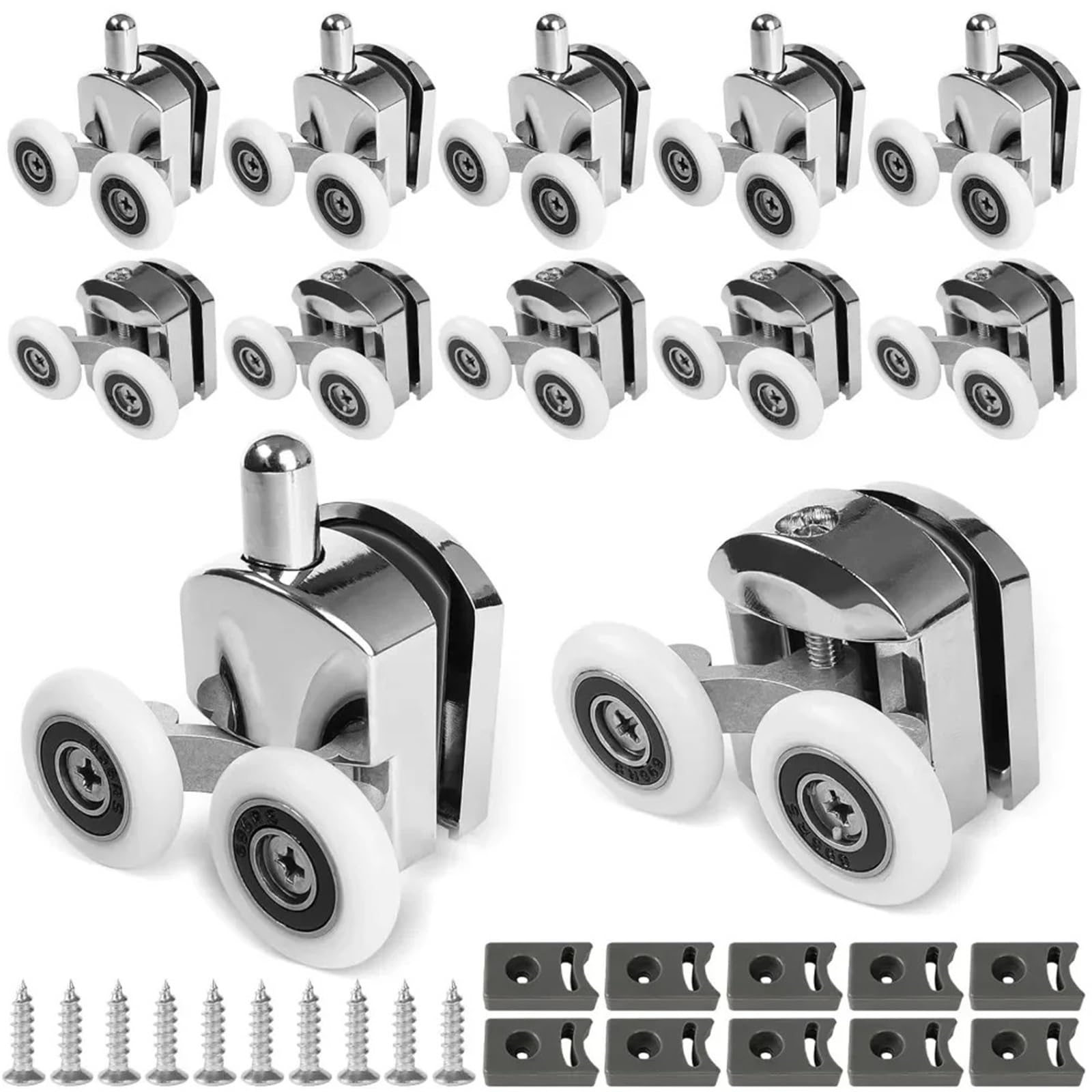 Rollen für Schiebetüren von Duschen Duschtürrollen, Schiebe-Duschkabinenrolle, Doppelrad-Schiebe-Duschtürrollenlager, Radläufer, Ersatz(10PCS-Diameter 23mm)
