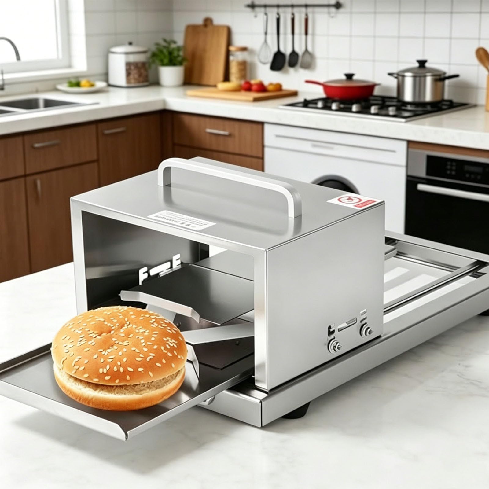Drmoxin Multicolor Commercial Bread Slicer Bagel Slicer, Capable Of Uniform Slicing, Stainless Steel Blade Slicer, 4 Adjustable Slicing Height, And Features A Push-Pull Slicing Design