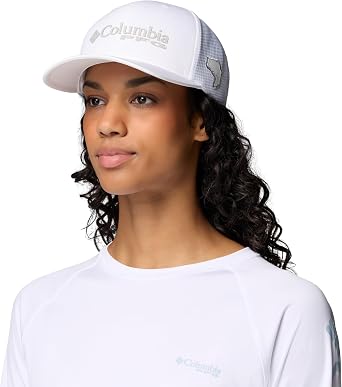 Columbia Unisex PFG Logo Mesh Ball Cap, White/Bass, L/XL