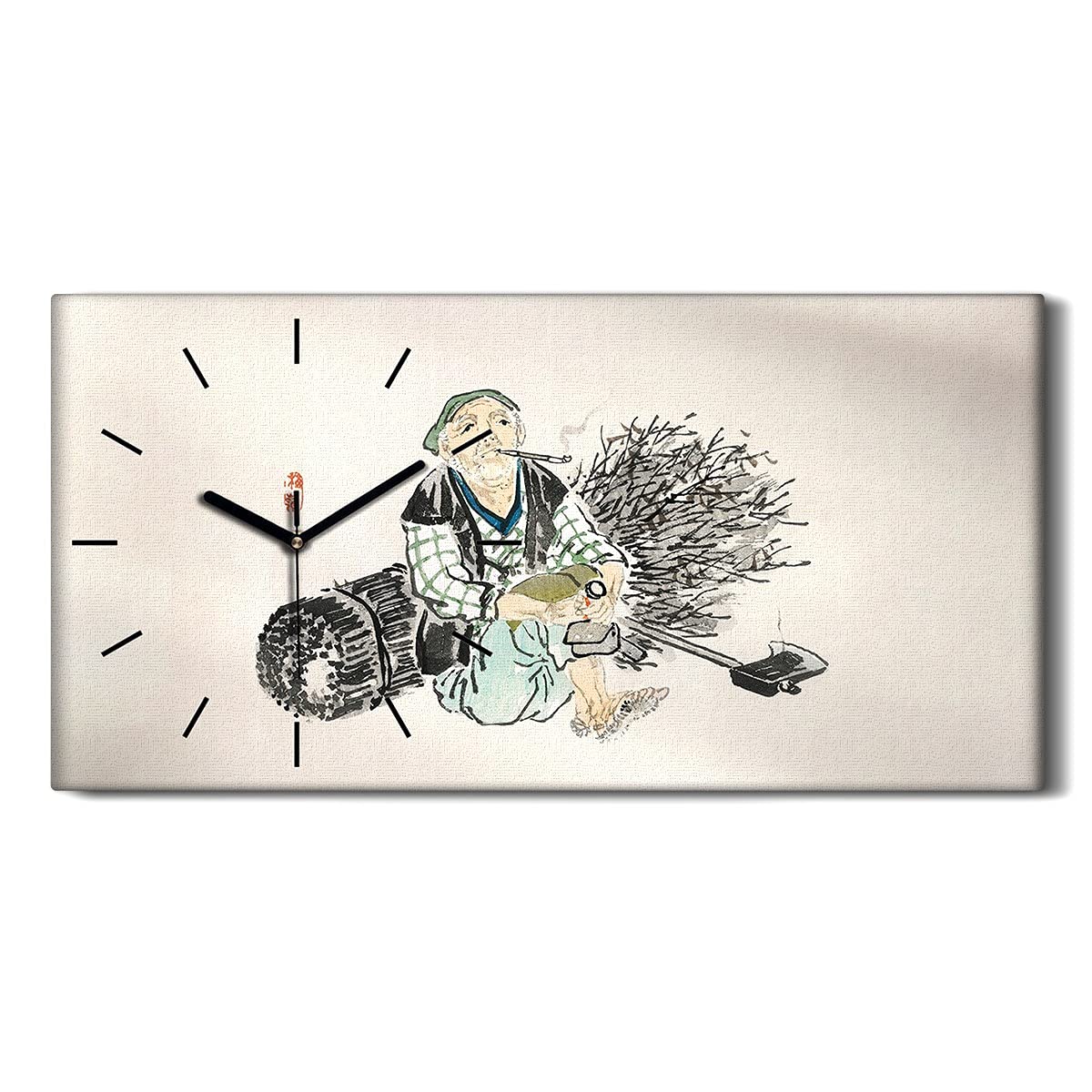 Horloge sur Toile 60x30cm Villageois asiatiques - Coloray Art Moderne