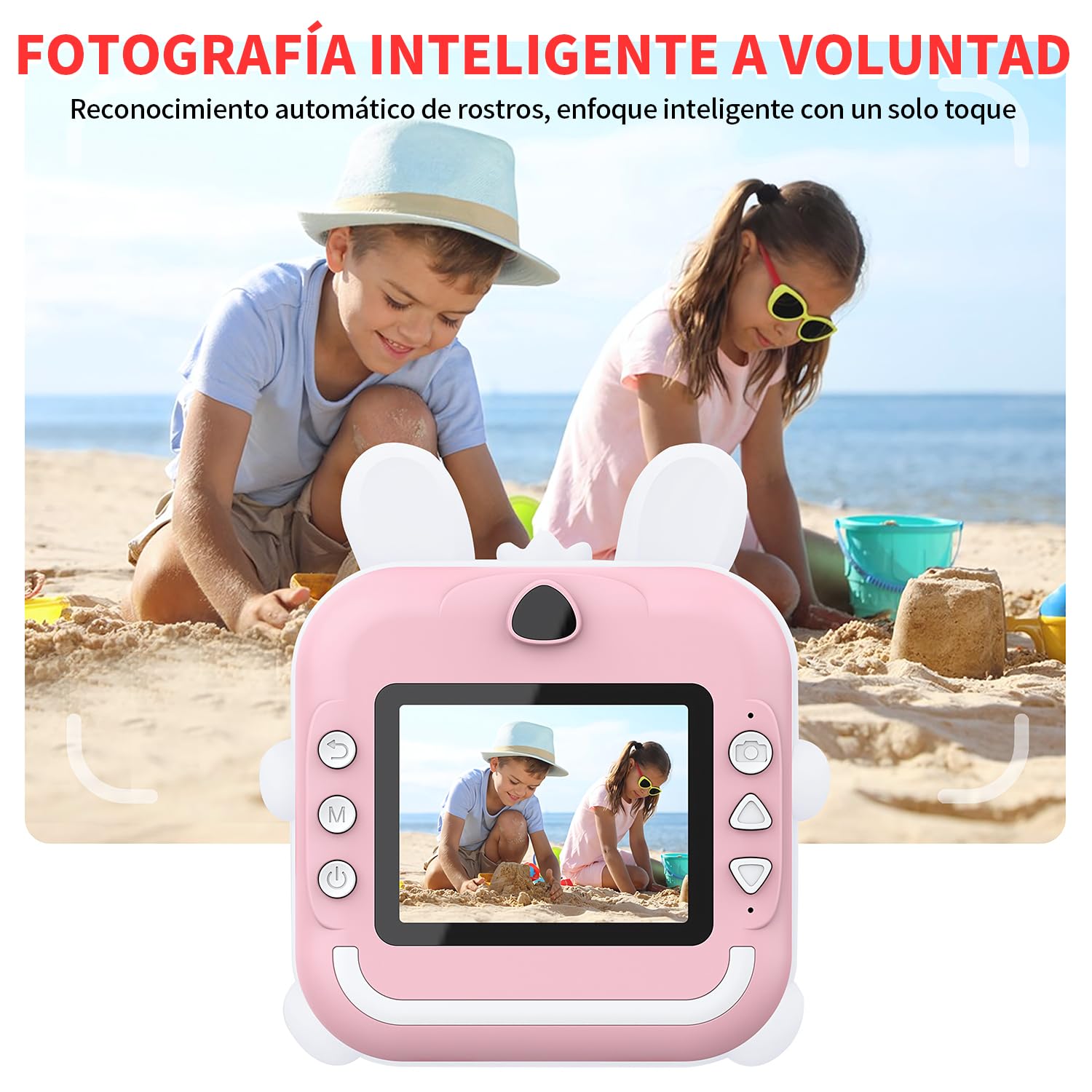 JESWO Macchina Fotografica Bambini Istantanea, Stampa Termica, Funzionalità di Registrazione Foto e Video HD, Inclusa Scheda SD da 32 GB, 3 Rotoli di Carta Termica e Adesivi