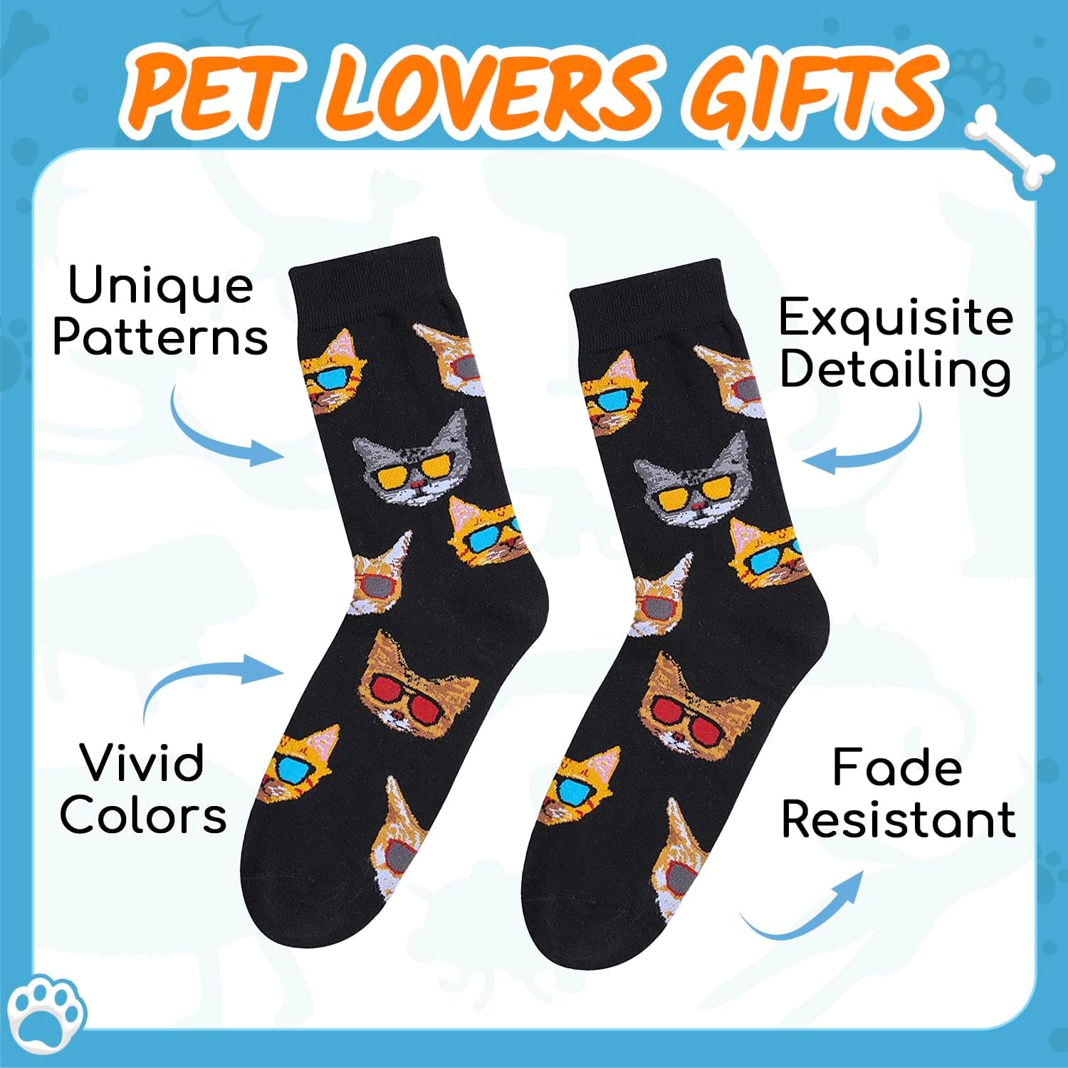 Cat Gifts for Men - Novelty Crazy Funny Cat Socks for Daddy Husband Him Dad Pet Animal Lovers - Image 5
