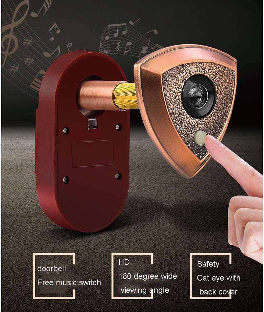 ARCH Household Door Door Mirror Cat's Eye with Doorbell Two-in-one Metal Universal One with Cover 180 Degrees Surveillance Camera (Color : Door Thickness: 65-10mm)