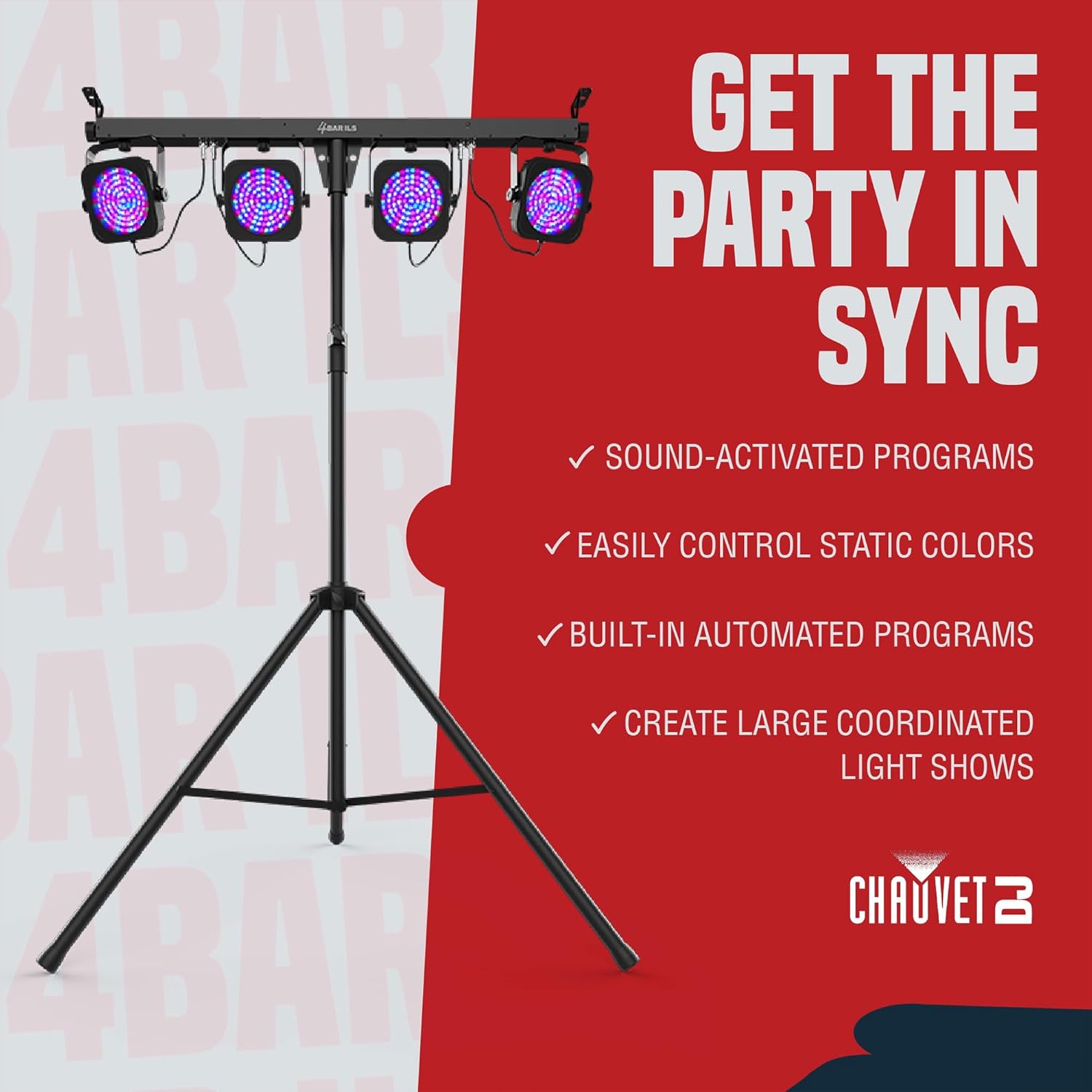 CHAUVET DJ 4 Bar LED Wash Light System w/Foot Switch & Carrying Case