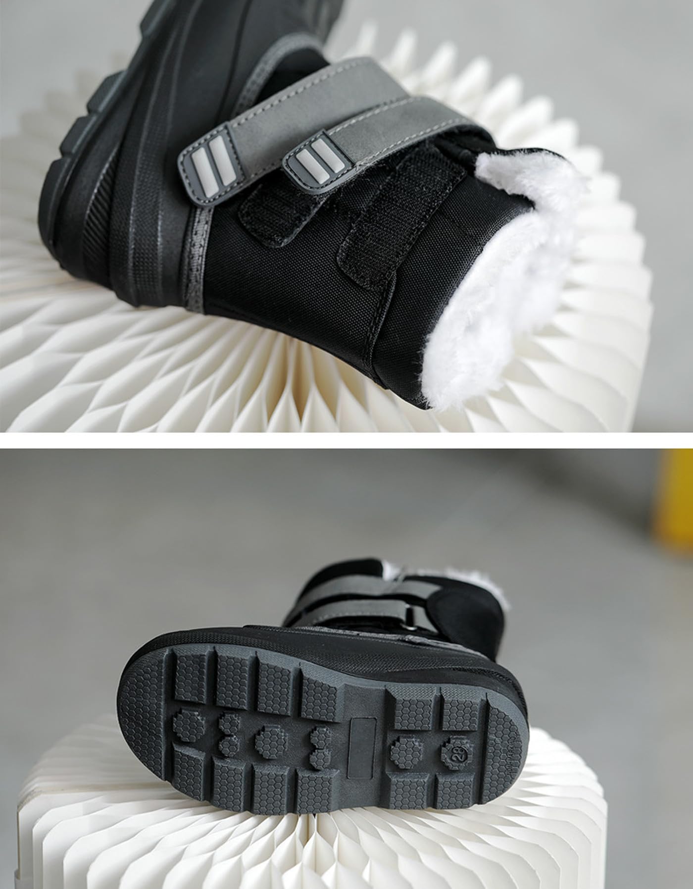Pangolin Botas de Nieve para Niños y Niñas, Doble Cierre de Velcro, Interior Cálido con Pelo Sintético,Suela Antideslizante, Botas de Invierno para Nieve Lluvia Colegio y Outdoor