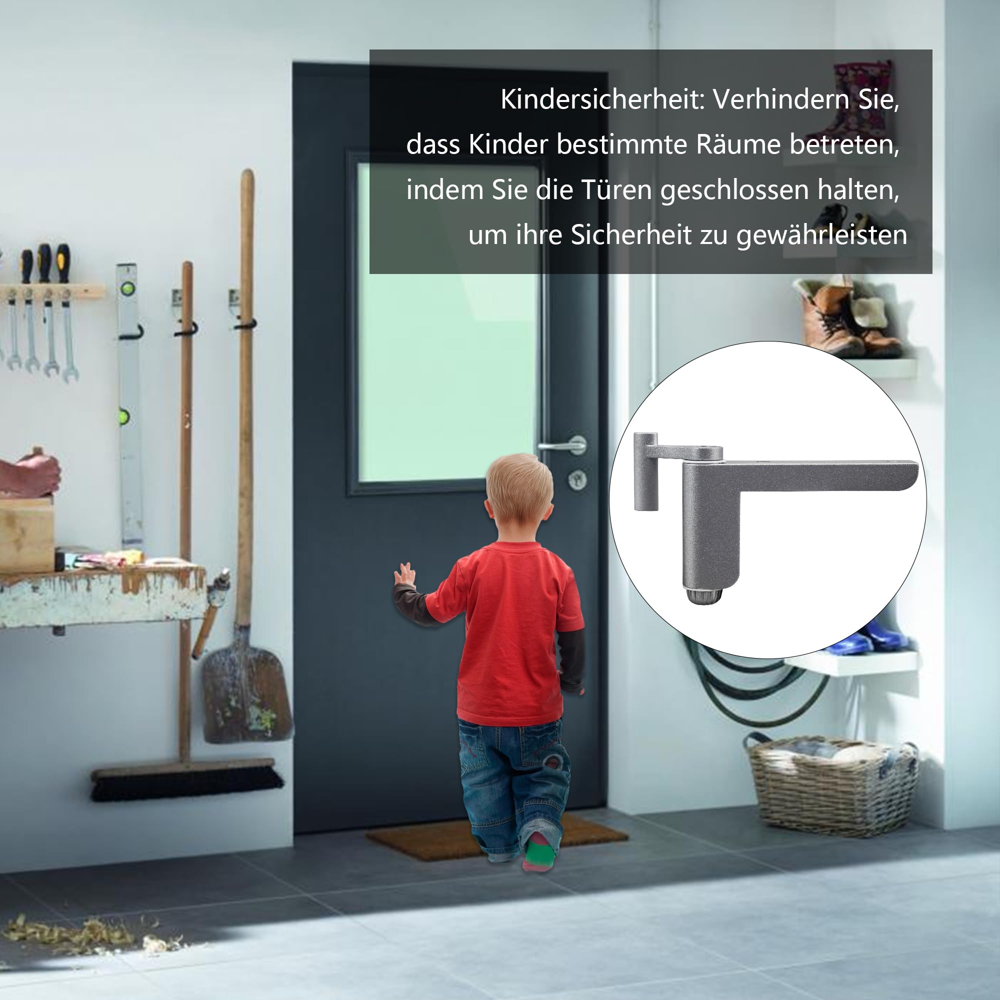 Chiudiporta senza fori – mini chiudiporta automatico per porte interne leggere, adatto per porte interne DIN sinistra/destra – set da 2 pezzi argento
