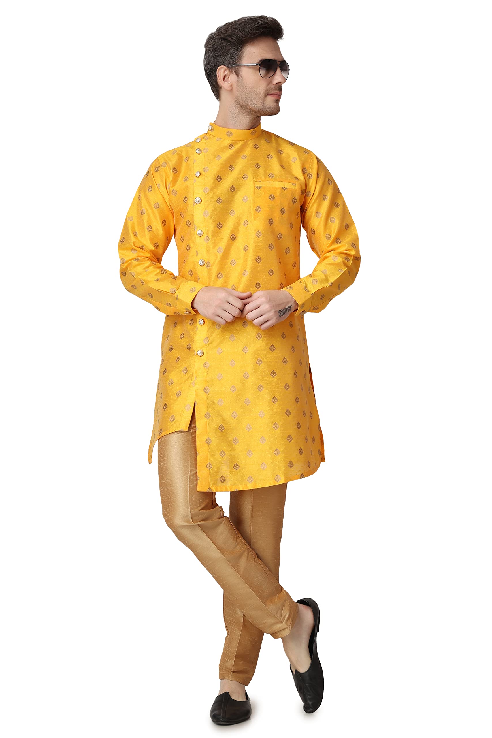 DevyomMen's Jacquard Silk Printed Indowestern Sherwani
