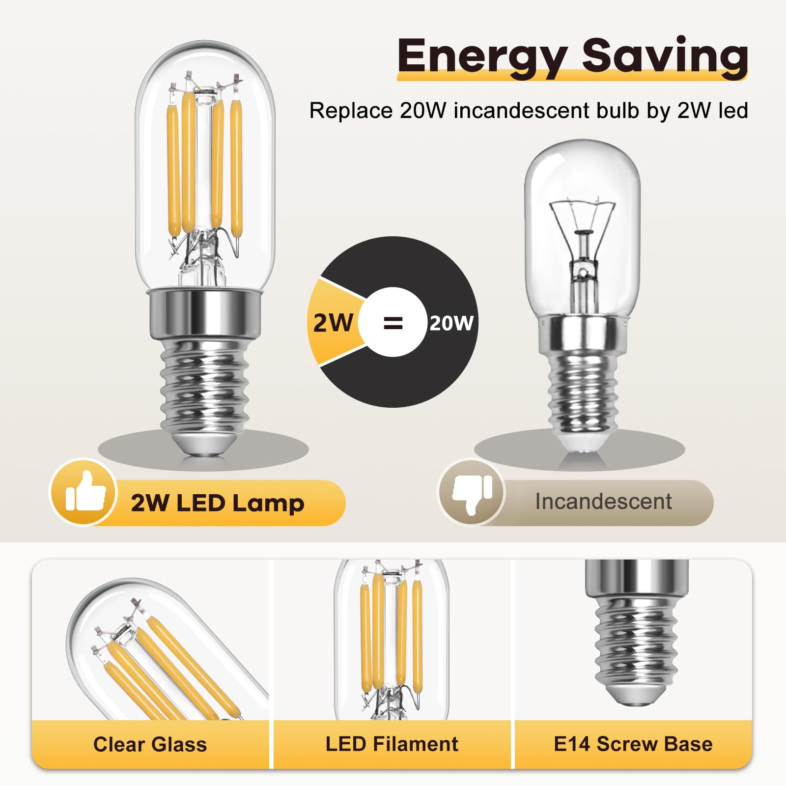 2 Lampadine LED E14 - Lampadina LED Per Frigorifero 2W, T22, 200LM - Foto 10