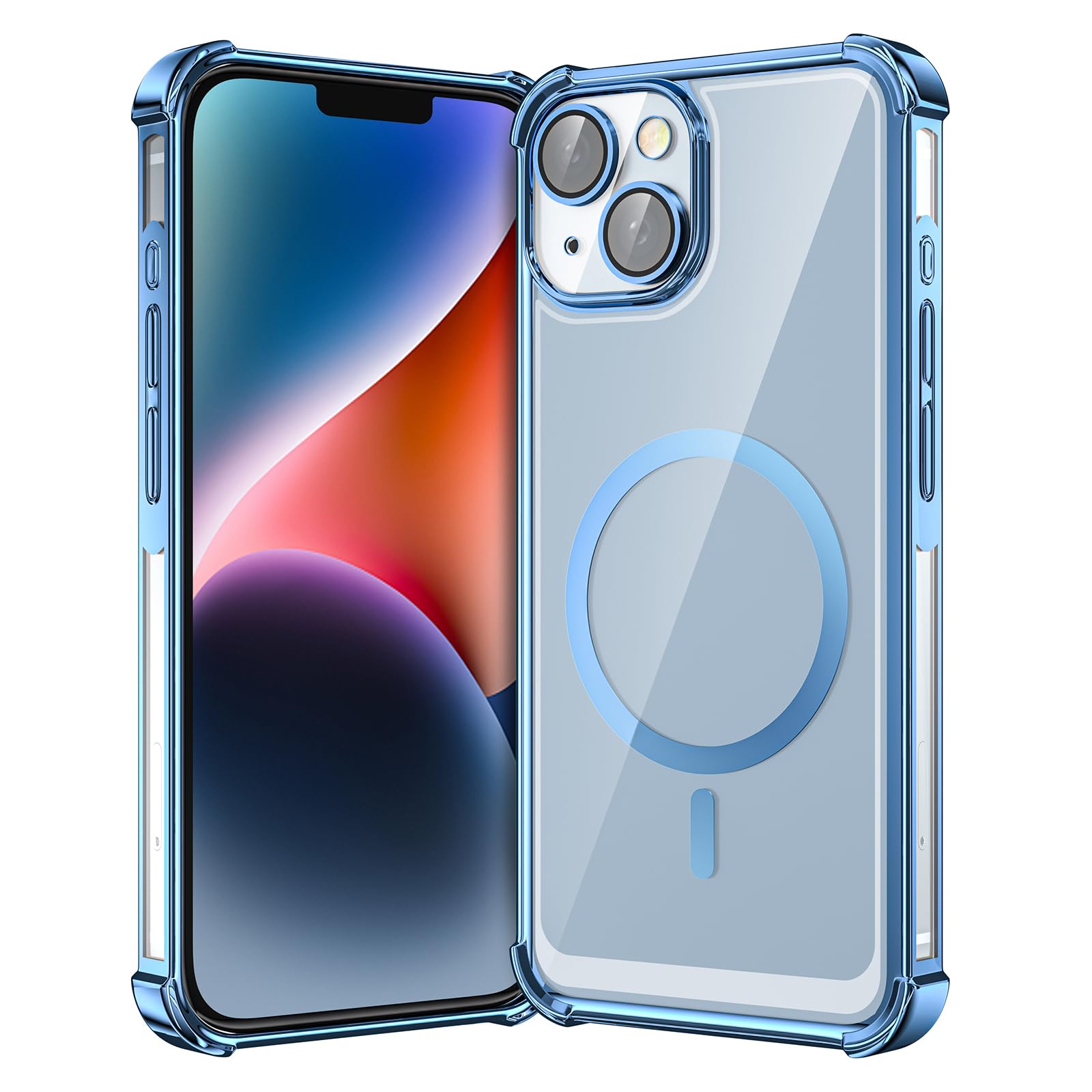 KSWOUS Magnetic for iPhone 14 Case Compatible with MagSafe [Four Corners Drop Protection] Full Camera Lens Protector Plati...