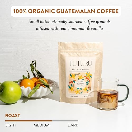 Miniatura 4 de Café molido orgánico de vainilla y canela  Canela real y vainilla  tostado medio, café saborizado  Suave bajo en ácido  perfecto para gotear, verter