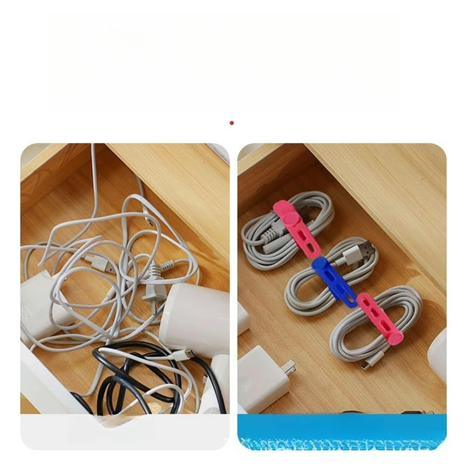 Kabelführung Kabelbinder Bunte Silikon-Kabelbinder, 12 cm, 5 Stück, verdickte, wiederverwendbare Draht-Organizer-Gurte for Home-Office-Daten(30PCS BLACK)
