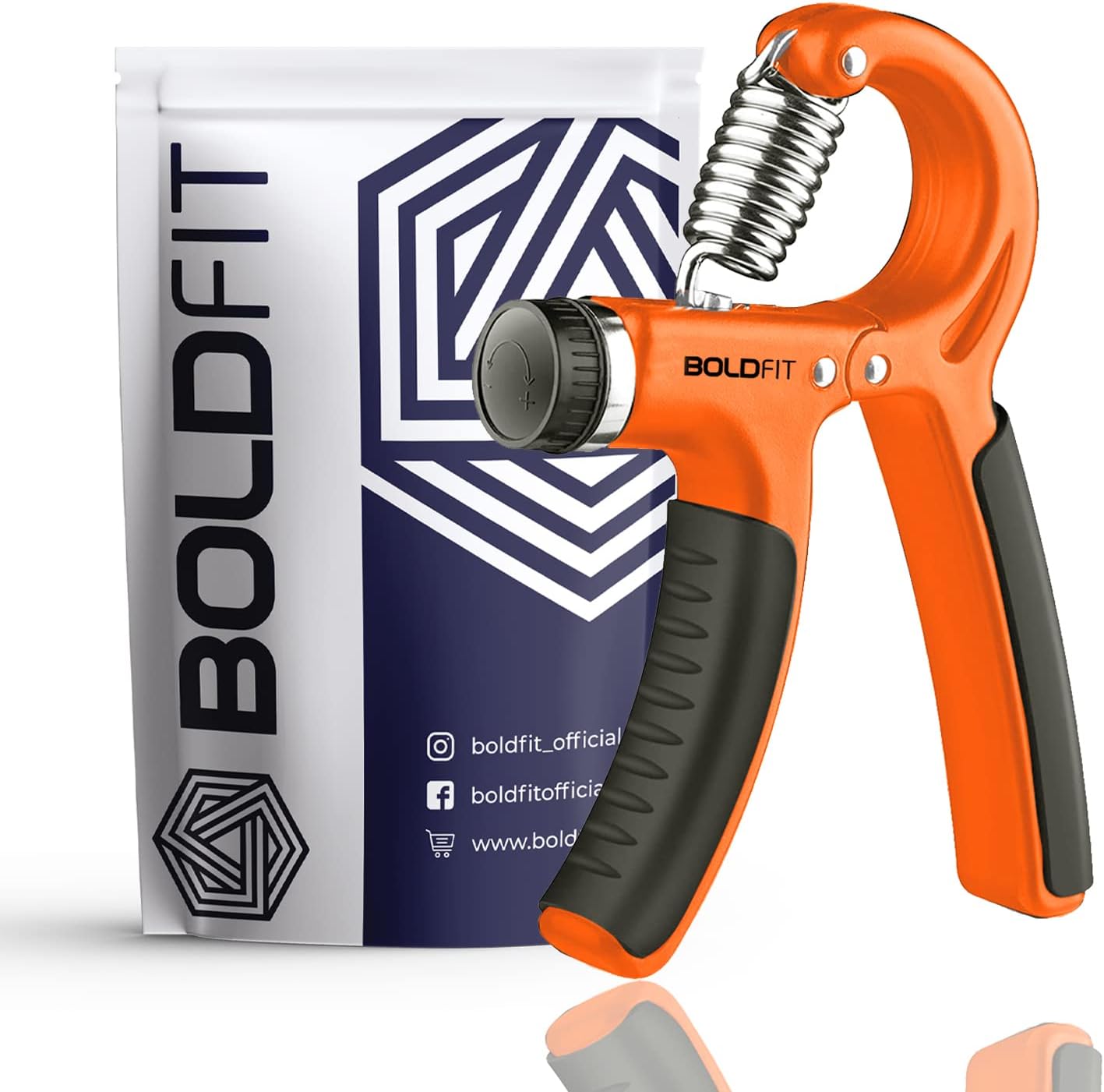 Boldfit Adjustable Hand Grip Strengthener, Hand Gripper for Men & Women for Gym Workout & Home Use.(Forearm Exercise Equipment/Wrist Excercise Equipment) - Adjustable upto 60kg - Orange