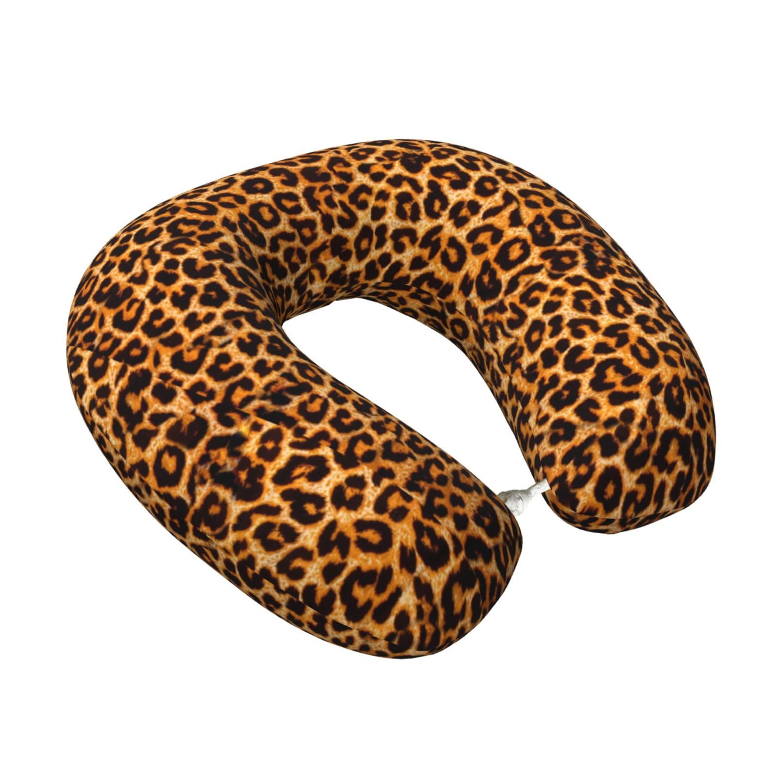 LKYMOH Leopard Print, Travel Neck Pillow U-Shaped Memory Neck Support Soft Comfortable With Washable Cover For Airplane Car Traveling and Office