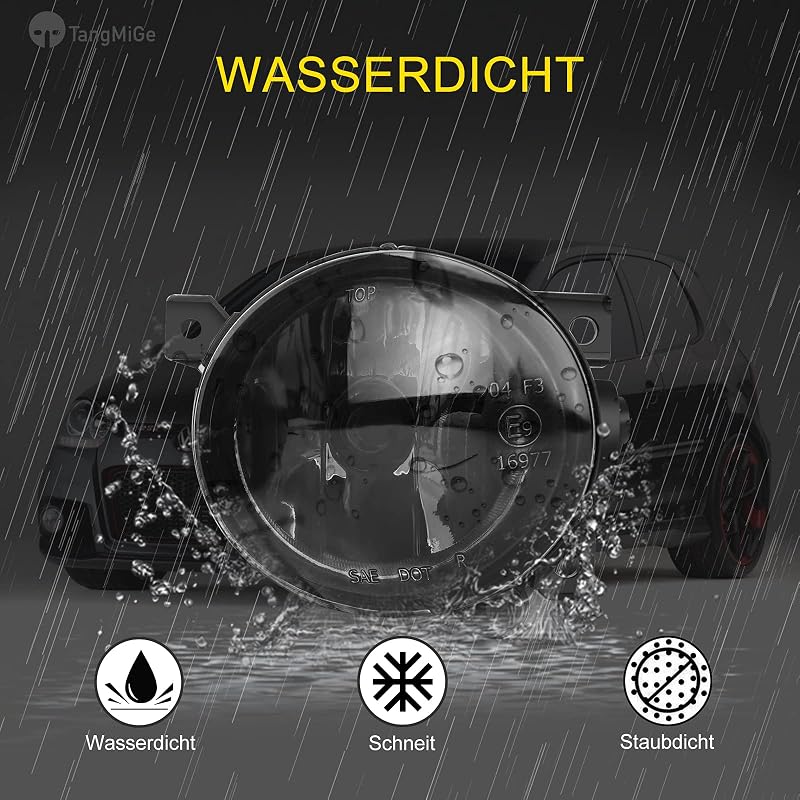 TangMiGe Füstös Fekete Ködlámpa Szett Volkswagen Golf V, Jetta III, Scirocco, SEAT Mii, Skoda Citigo Modellekhez - E-MARK Tanúsított, 51W