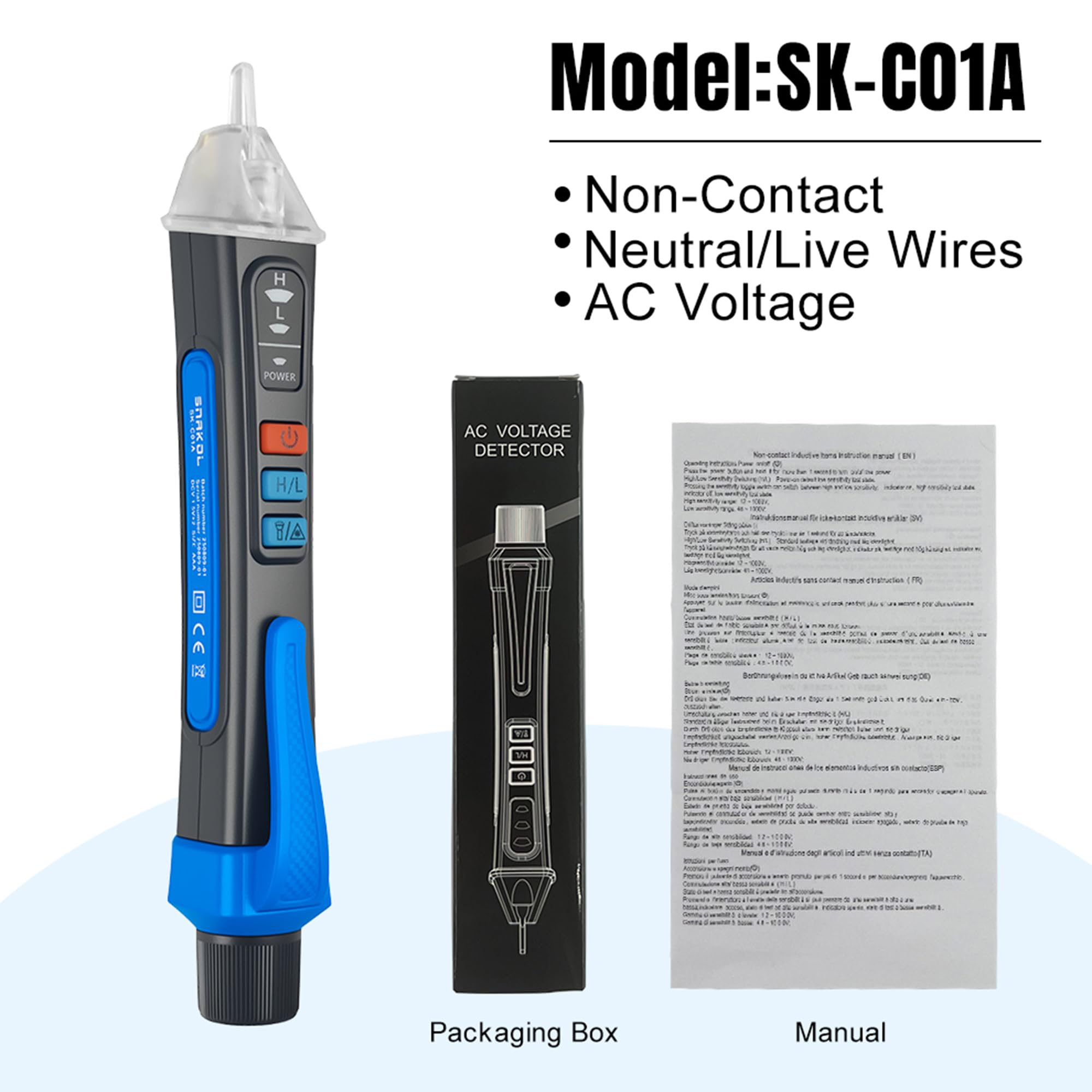 Non Contact Voltage Tester Pen, 12V-1000V AC Electrical Tester with Laser Position, Live Neutral Wire Detector, Wire Breakpoint Finder, Audible & Light Alarm, Flashlight, Auto Power Off — Amazon image 6