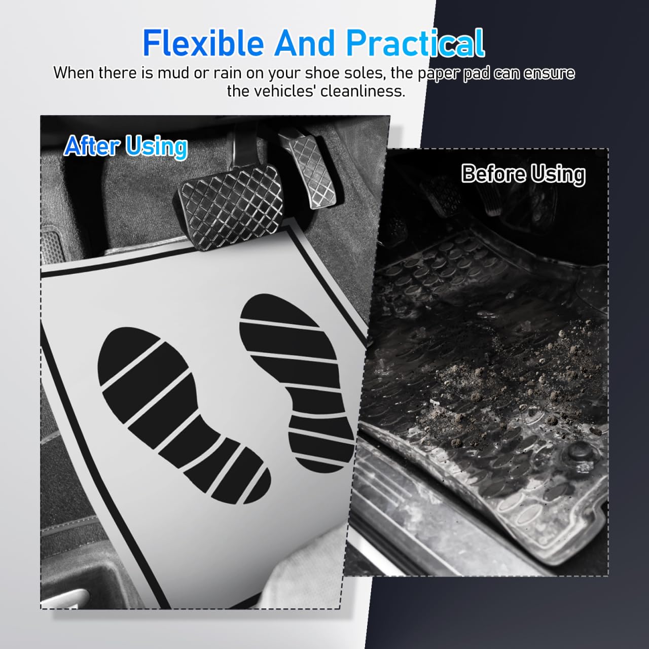 balacoo Disposable Car Paper Floor Mats 50 Pcs Portable Waterproof Vehicle Foot Pads 20X15 Inch for Auto Dealership — view 3