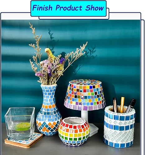 Miniatura 4 de 330 azulejos de mosaico de 10 onzas para manualidades, azulejos cuadrados de cristal de 0.4 x 0.4 pulgadas para decoración del hogar y regalos de