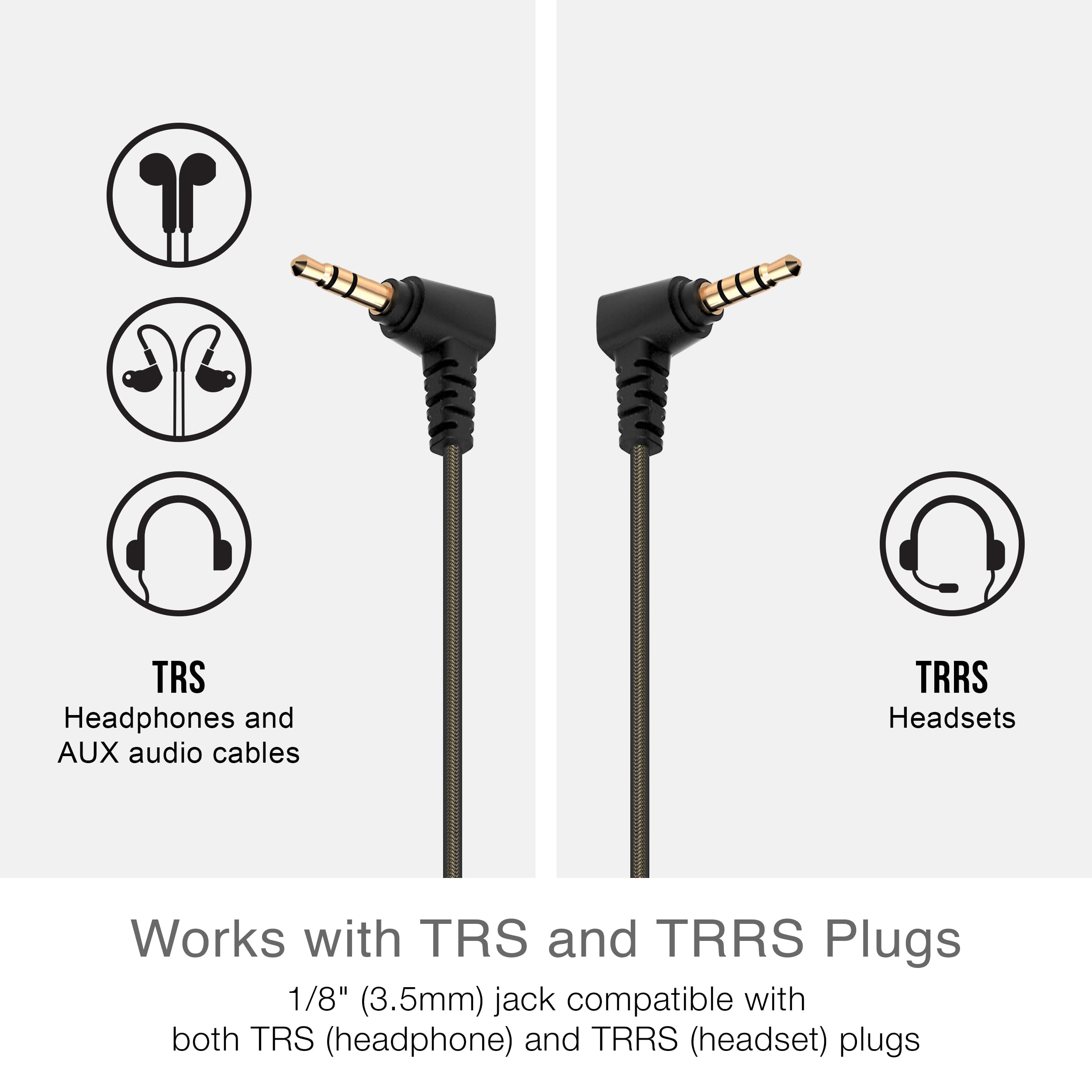 MEE audio Adaptador de audio estéreo de 1/4 pulgadas, convertidor de 3,5 mm hembra a macho de 6,3 mm, chapado en oro, compatible con TRS y TRRS para auriculares, adaptadores Bluetooth, cables AUX
