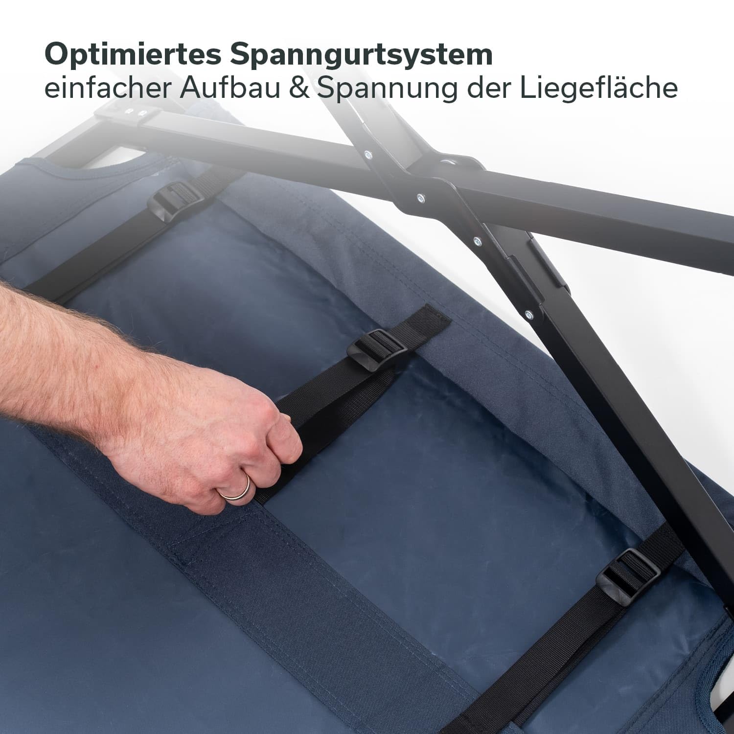 Skandika Campingliege Mutenia | Klappbare Sonnenliege mit Organizer-Tasche, max. 200 kg, 210 x 75 cm, Anti-Rutsch-Füße, Tragetasche | Feldbett Outdoor, Camping, Strand, Garten