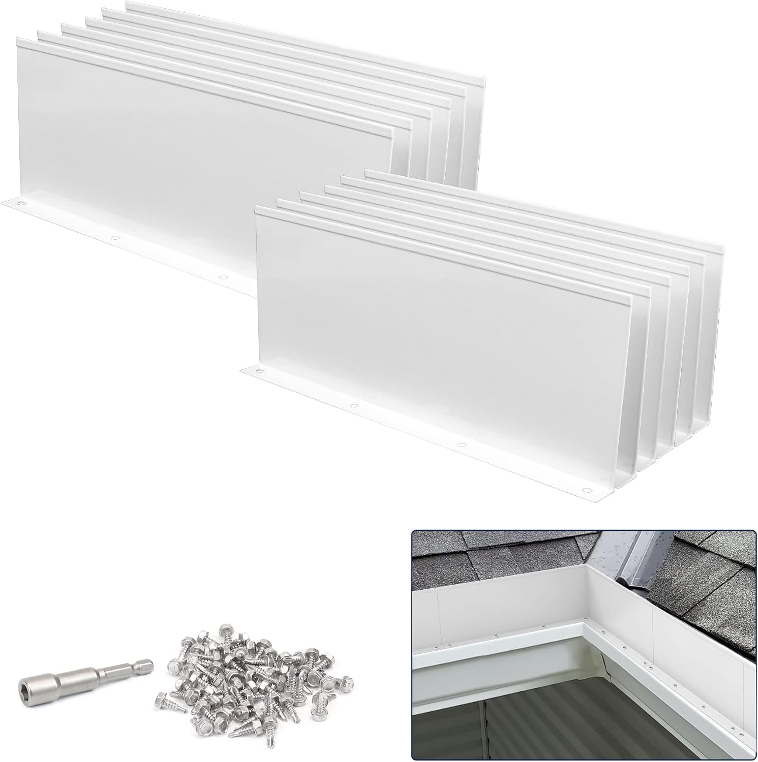 Pearwow Gutter Valley Splash Guard,Aluminum Rain Diverter Roofing Gutter Splash Guards for