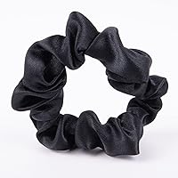 Vista 4 de Yaxa Basics Scrunchies de Satén Negros para el Cabello, Paquete de 8