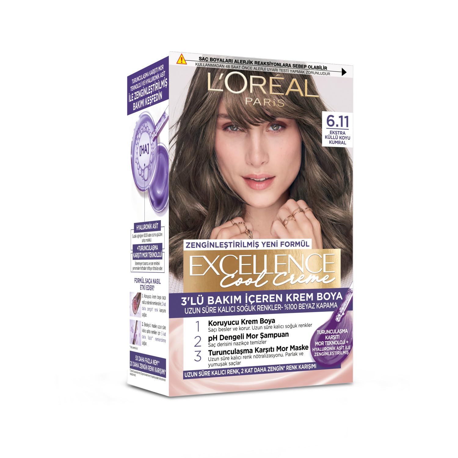 L'Oreal Paris Excellence Cool Creme 6.11 Ekstra Küllü Koyu Kumral Saç Boyası