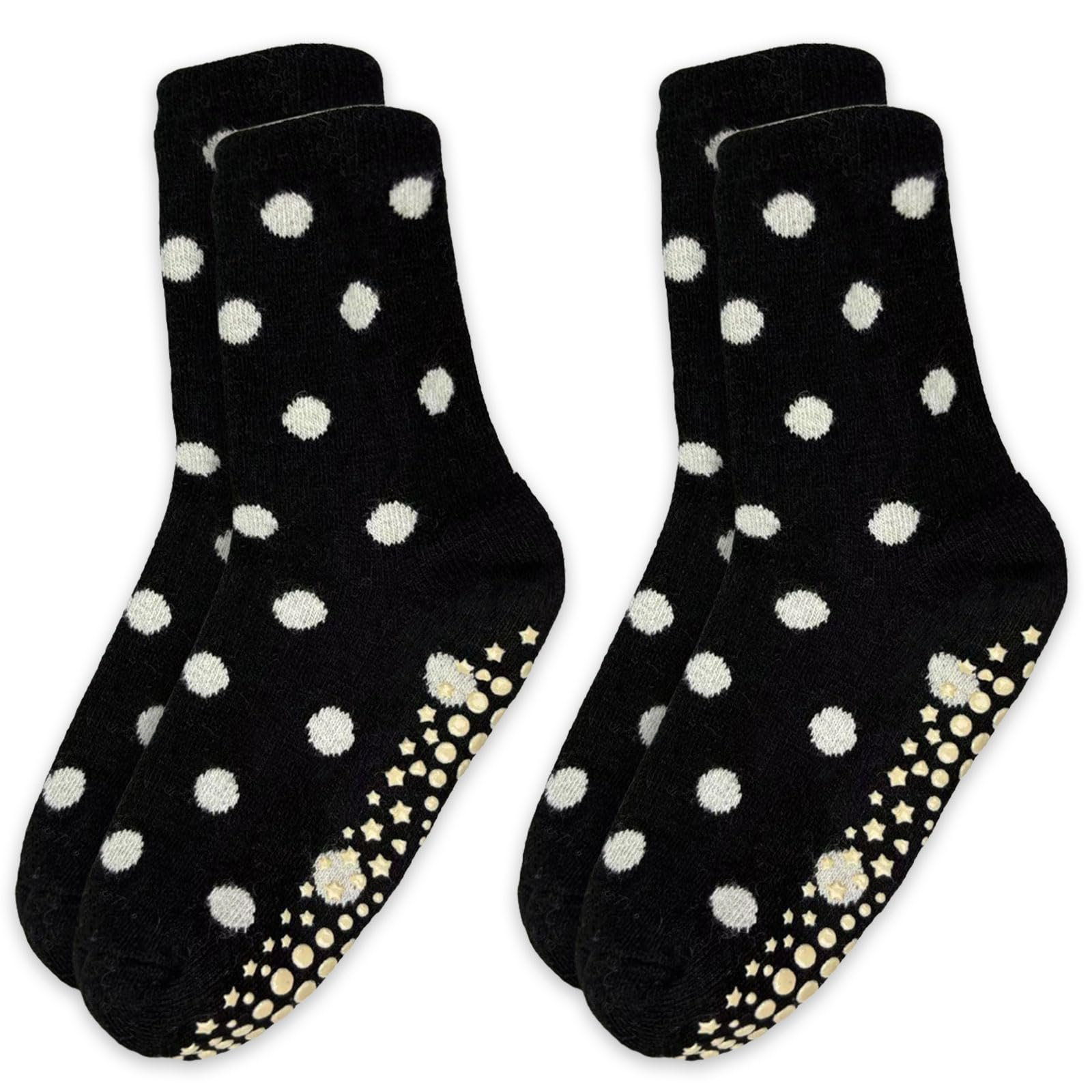 Cute Polka Dot Yoga Socks for Women – 3 Pairs Non Slip Grip Pilates Barre Socks, Cozy Crew Style, US Size 5-9