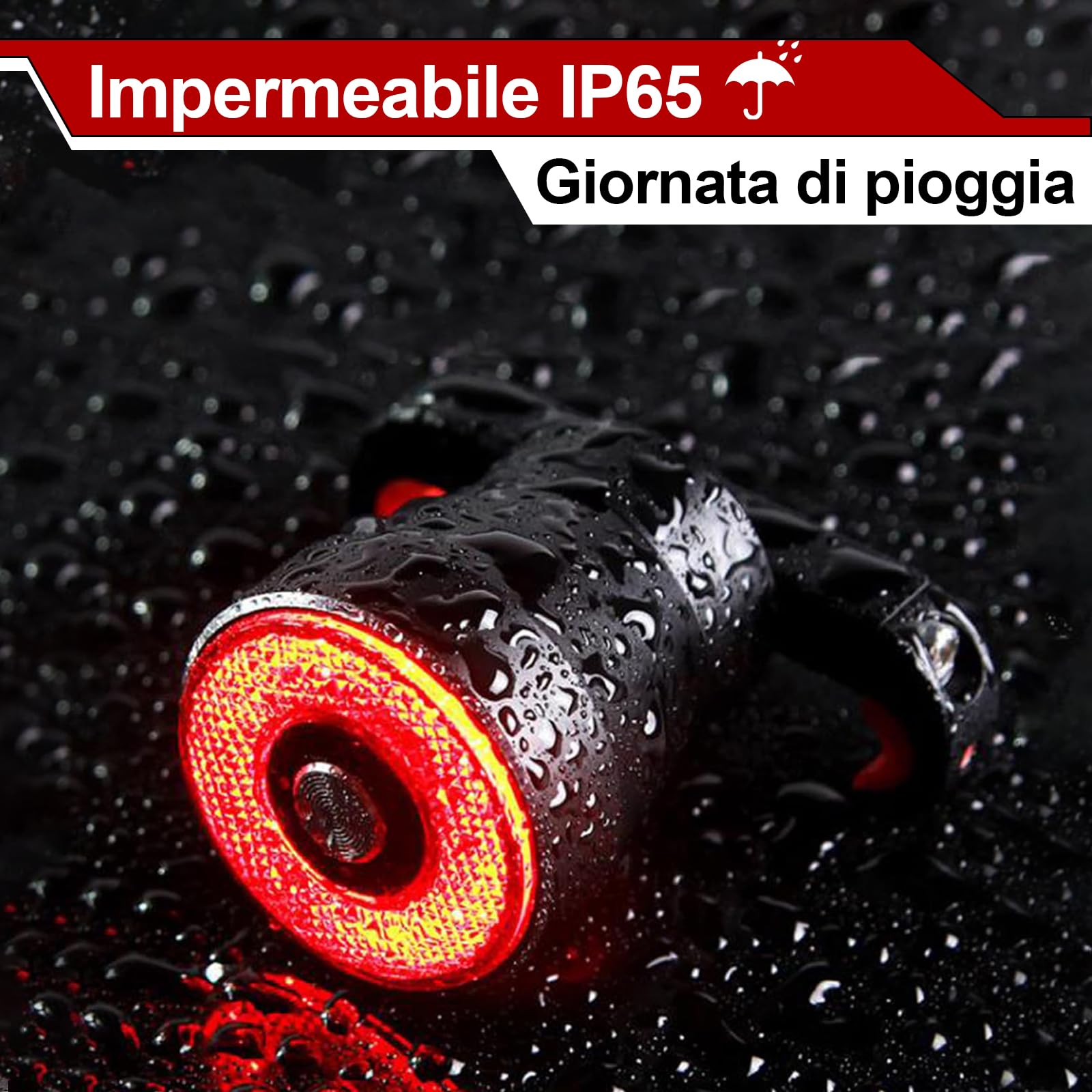 Luce Posteriore Bici Intelligente con Sensore di Frenata, Fanale Bici USB Ricaricabile Impermeabile IP65, 22 LED COB Rosso, 3 Modalità Illuminazione, Batteria 400mAh, Montaggio Universale