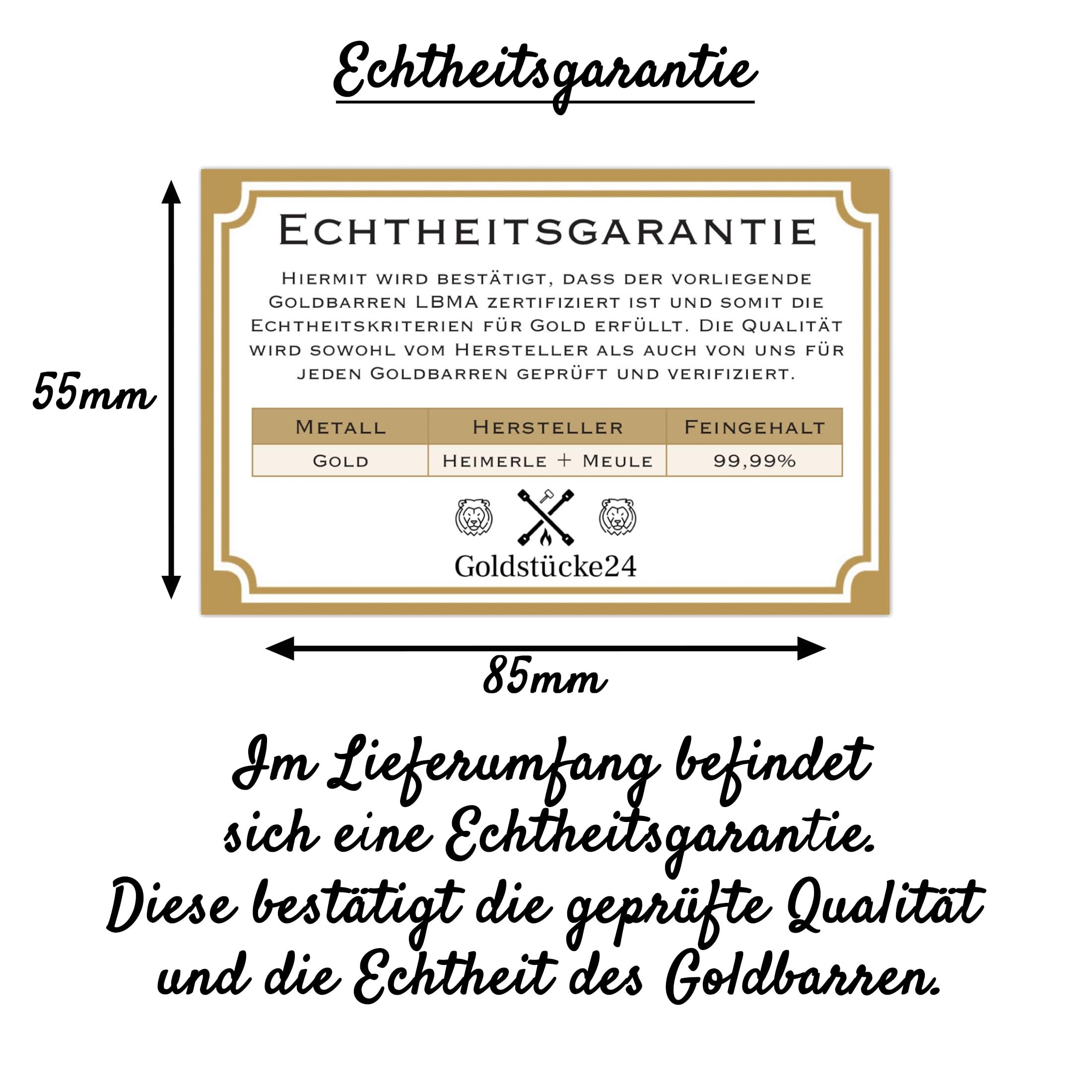 Geschenk aus Gold – Goldbarren - Heimerle+Meule - Secain Card - inkl. Geschenkverpackung, Grußkarte und Echtheitsgarantie (1g Gold)